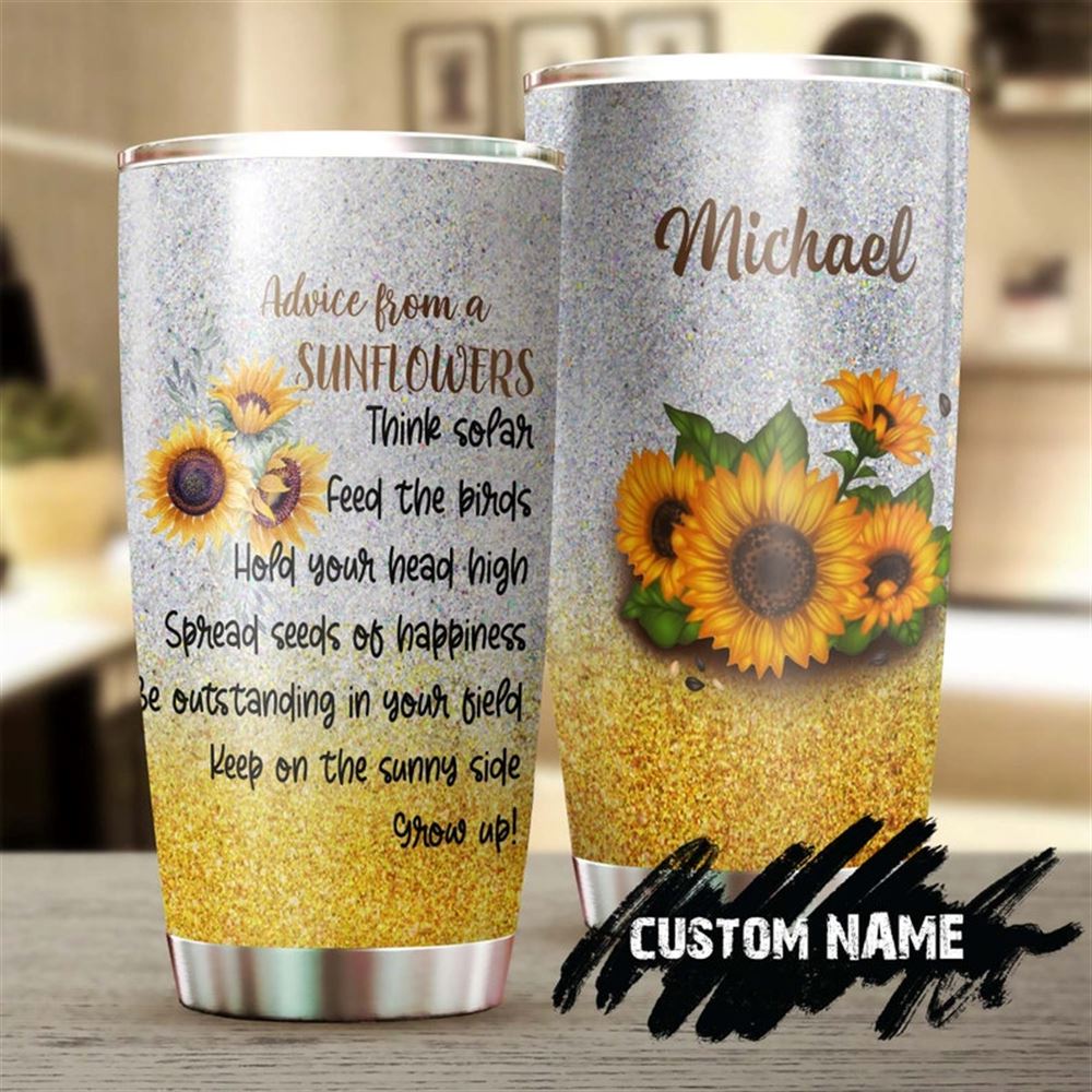 Advice From A Sunflower Personalized Tumbler-sunflower Tumbler-gift For Sunflower Lover-sunflower Pr