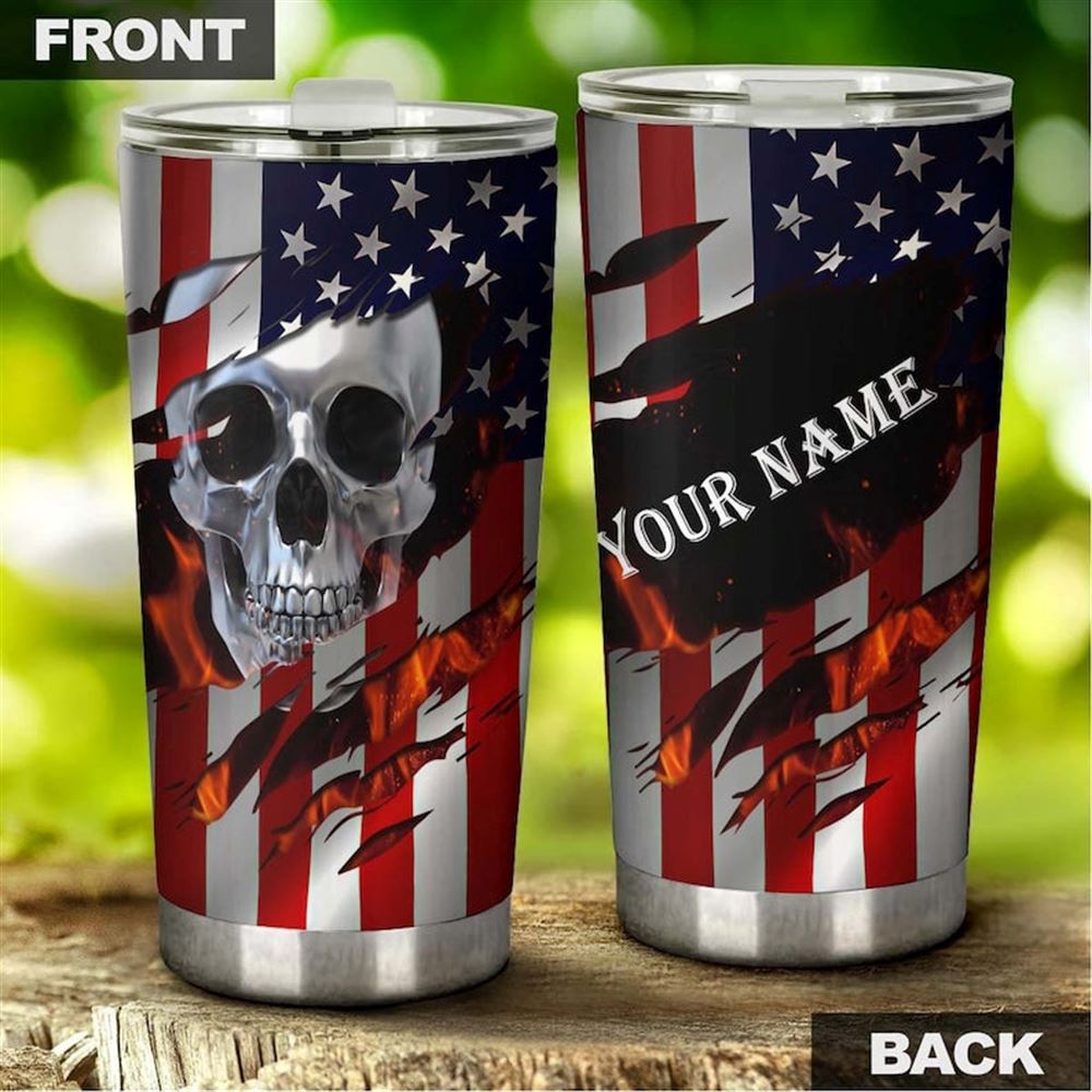 American Flag Skull Personalized Fancy Unique Tumbler-skull Tumbler-skull Birthday Gift Christmas Gi