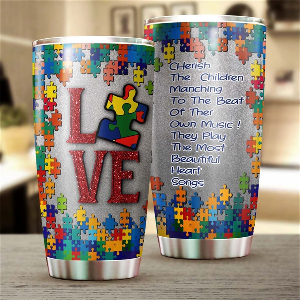 Autism The Most Beautiful Heart Steel Tumbler- Autism Tumbler - Autism Gift - Gift For Autism Parent