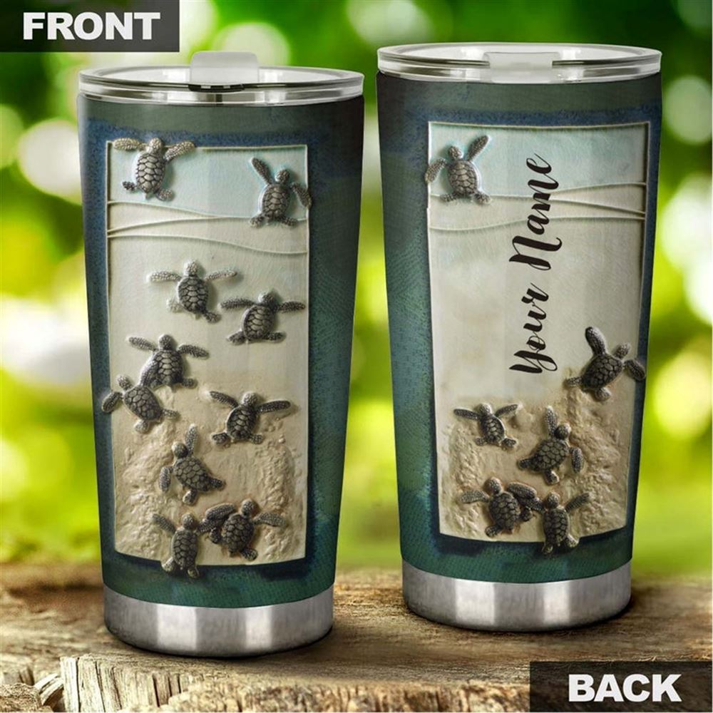 Baby Sea Turtle First Run On The Beach Personalized Tumbler-unique Tumbler-birthday Christmas Gift F