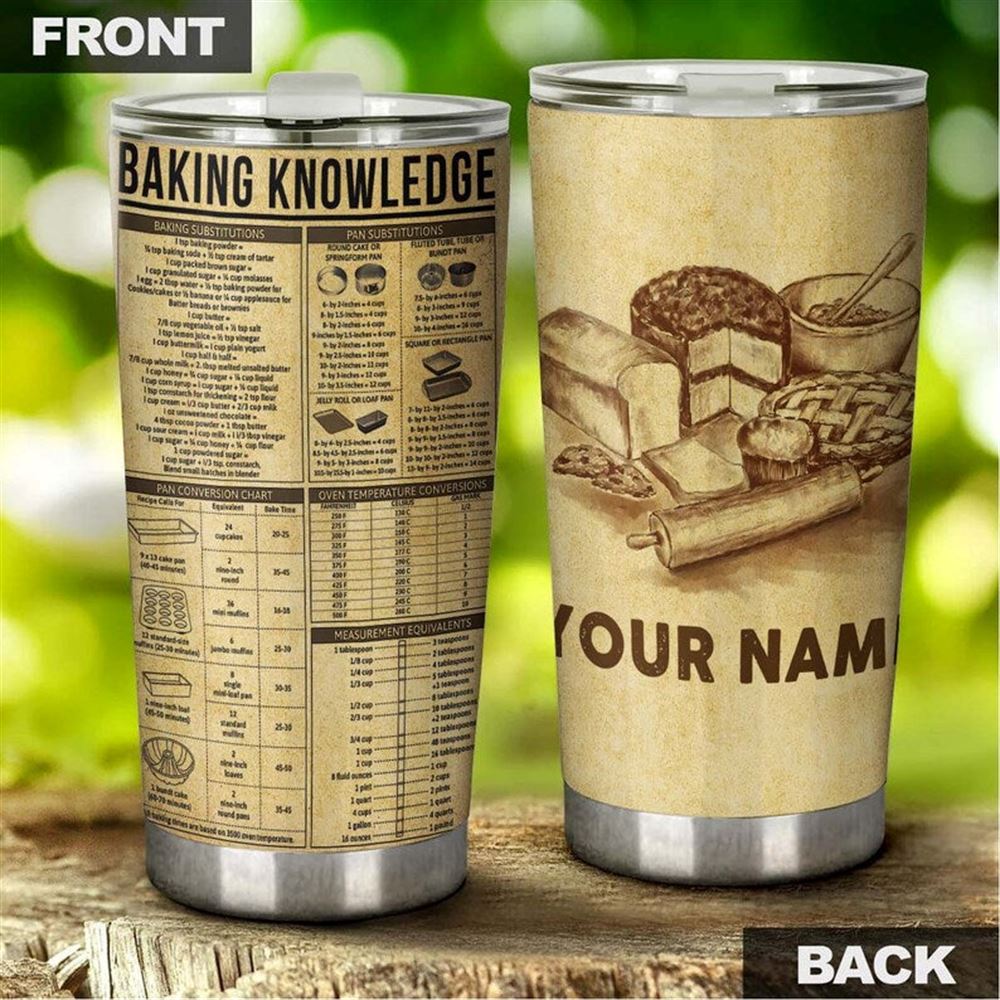 Baking Knowledge Recipe Personalized Stainless Steel Tumbler - Baking Tumbler - Baker Gift - Gift Fo