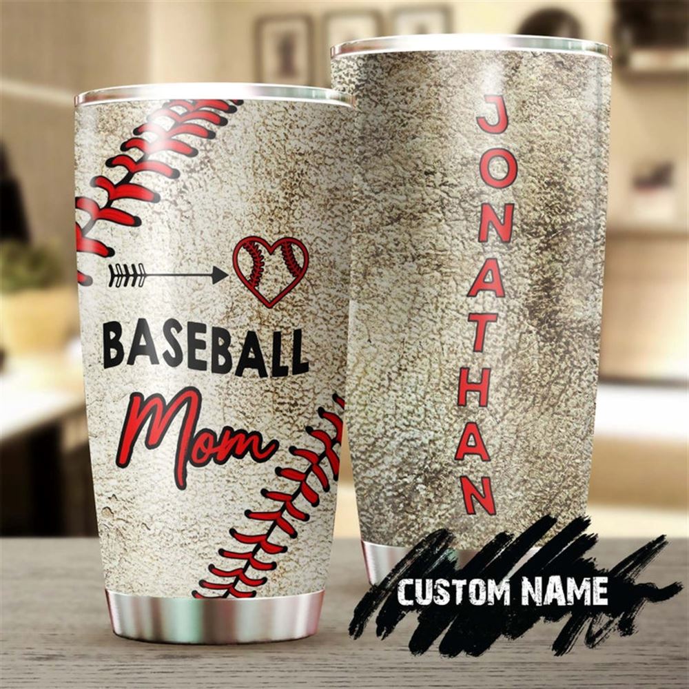 Baseball Mom Heart Funny Cute Personalized Tumbler-birthday Gift Christmas Gift Mothers Day Gift Fo