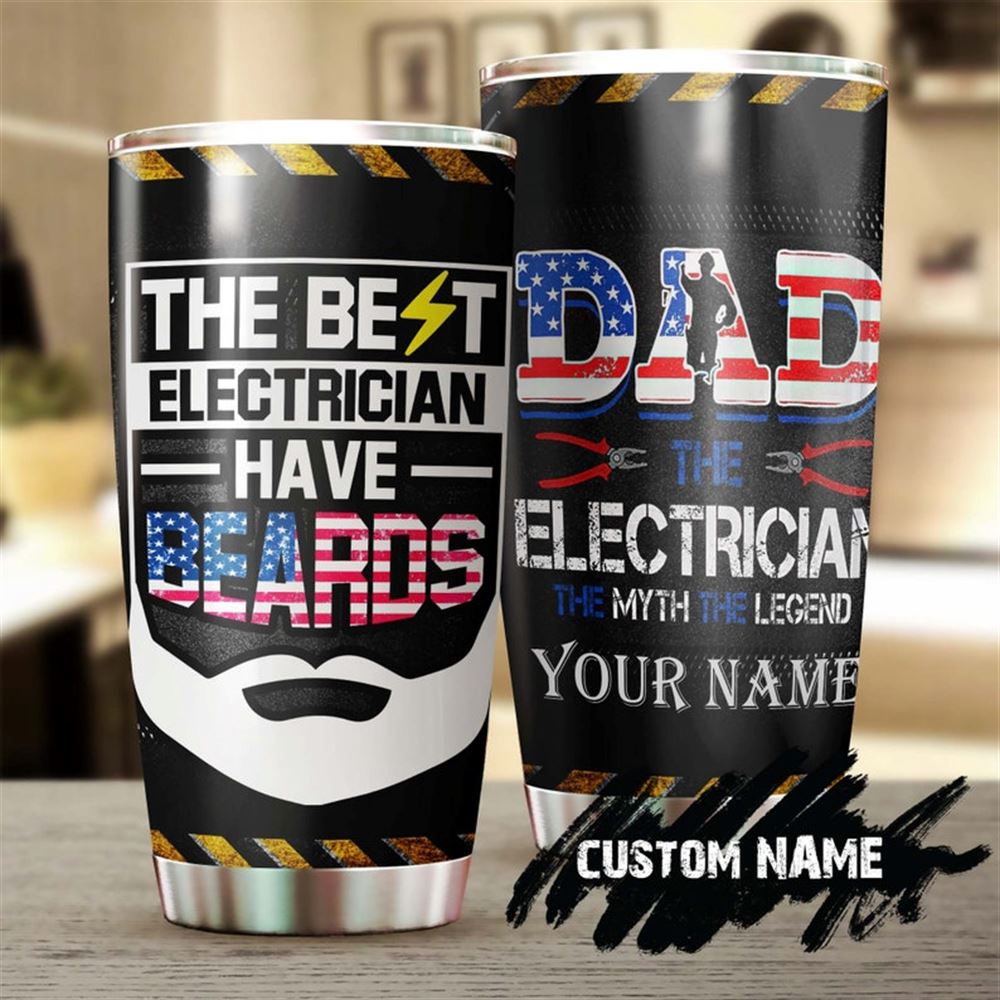 Beards Dad The Best Electrician Personalized Tumbler-birthday Christmas Fathers Day Gift For Electr