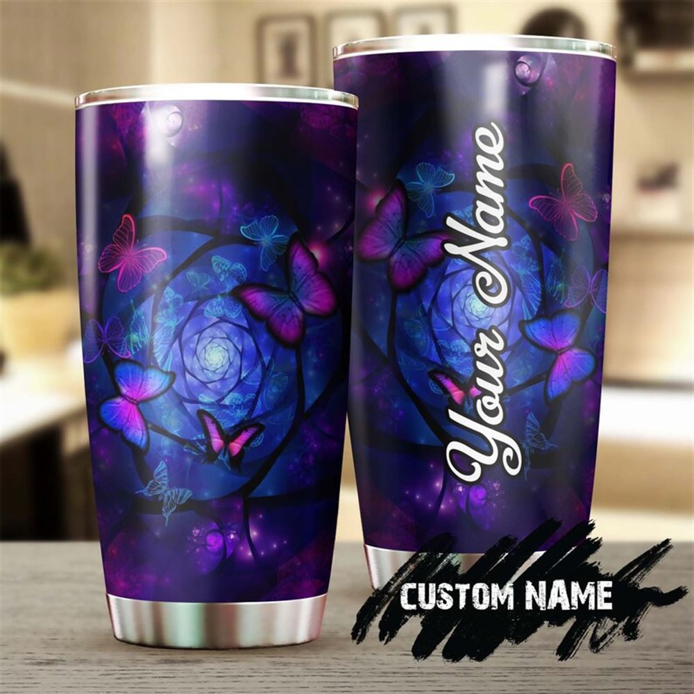 Beautiful Butterfly With Rose Flower Personalized Tumbler-birthday Gift Christmas Gift For Butterfly