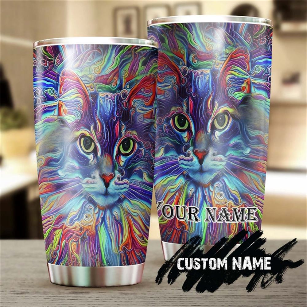 Beautiful Cat Art Painting Personalized Tumbler-cat Tumbler-gift For Cat Mom Cat Dad- Gift For Cat L