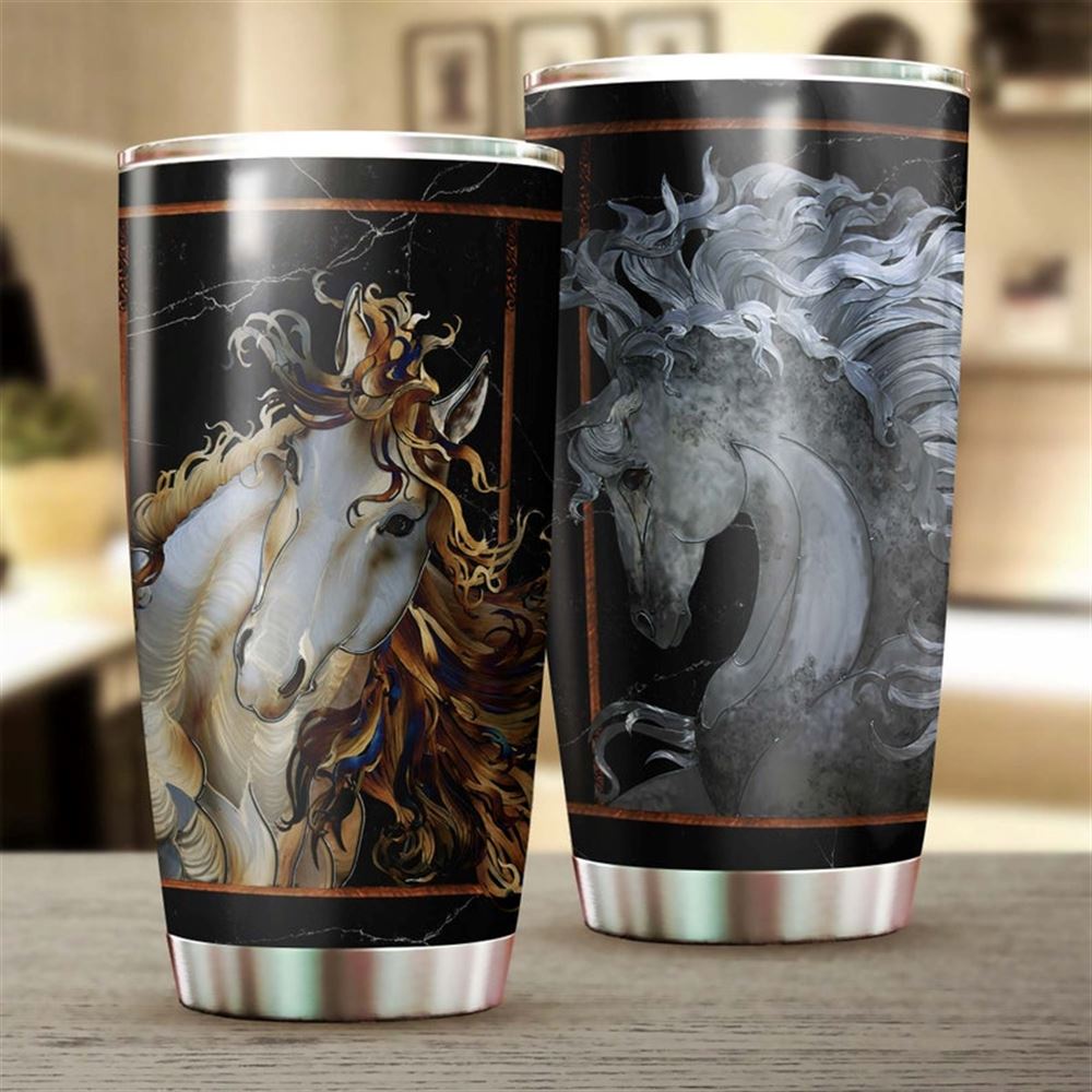 Beautiful White Horse Painting Tumbler-horse Present For Her-gift For Horse Lover Horse Rider For Ho