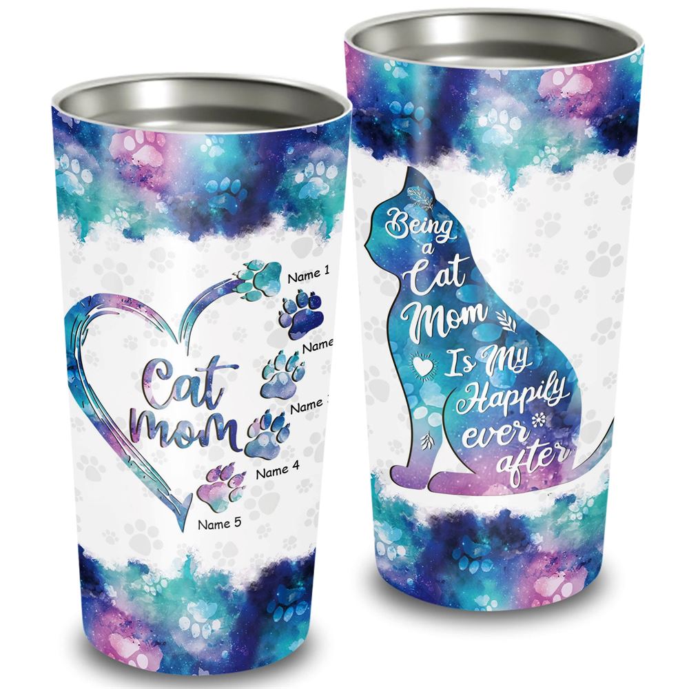 Being A Cat Mom Is My Happily Ever After Custom Name 20oz Tumbler