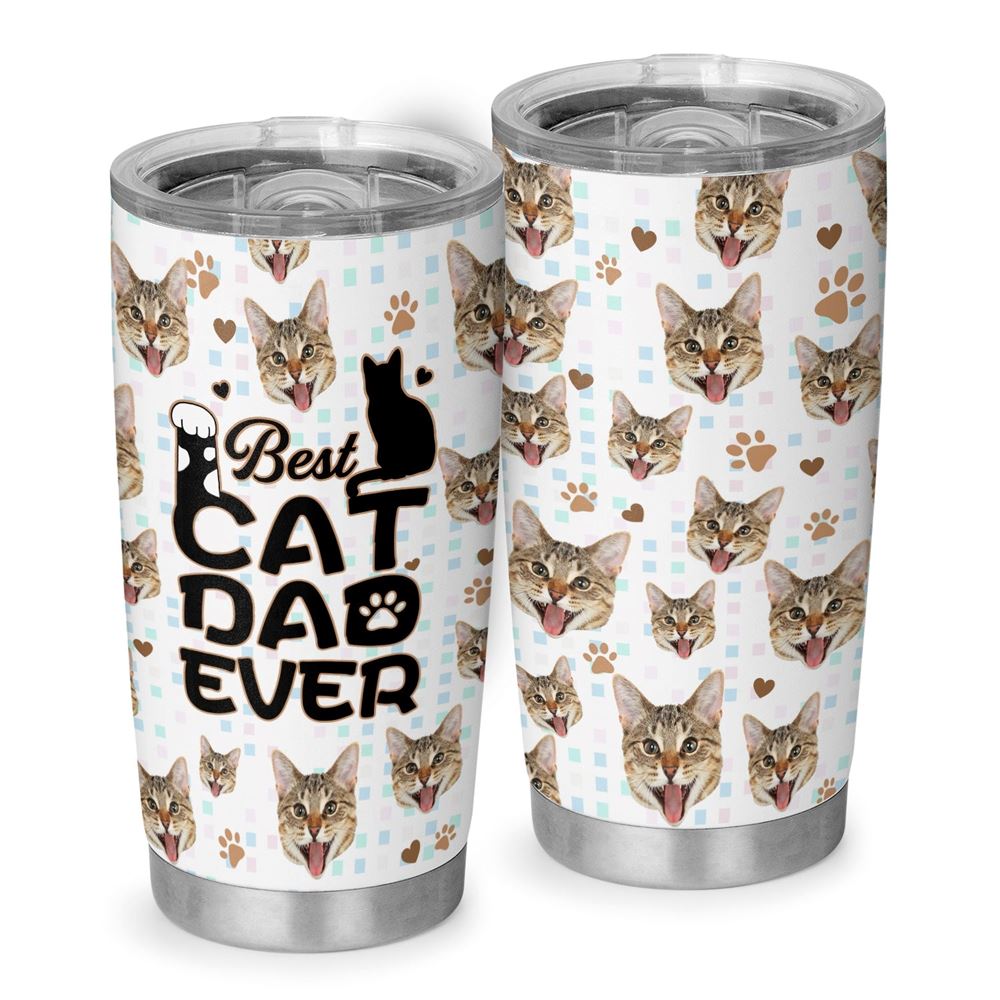 Best Cat Dad Ever Personalized Cat Photo 20oz Tumbler