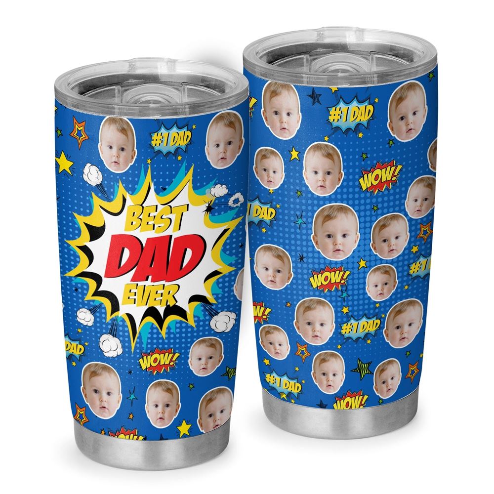 Best Dad Ever 1st Time Dad Personalized Newborn Photo 20oz Tumbler