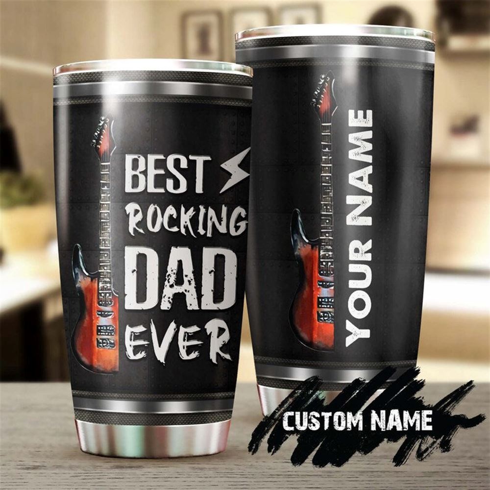 Best Rocking Dad Ever Guitar Bass Dad Personalized Tumbler-birthday Christmas Fathers Day Gift For