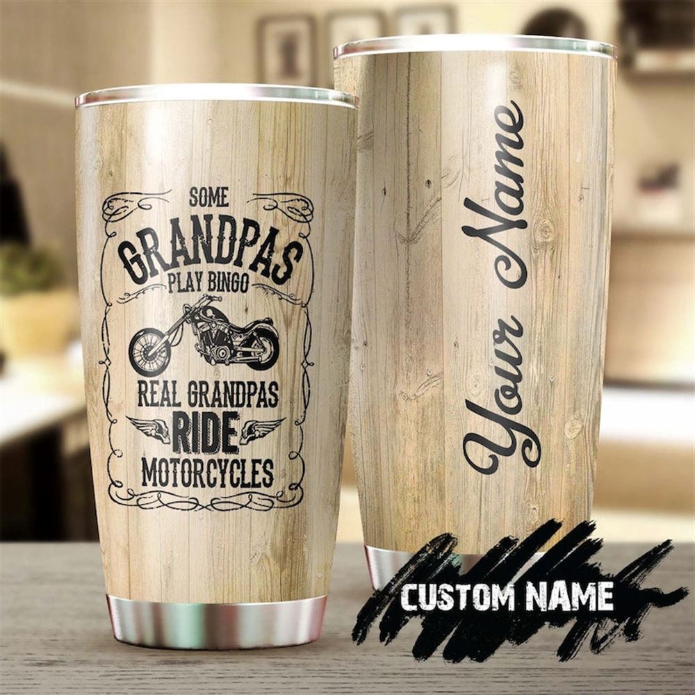 Biker Grandpa Real Grandpa Ride Motorcycles Personalized Tumbler-grandpa Tumbler-birthday Christmas