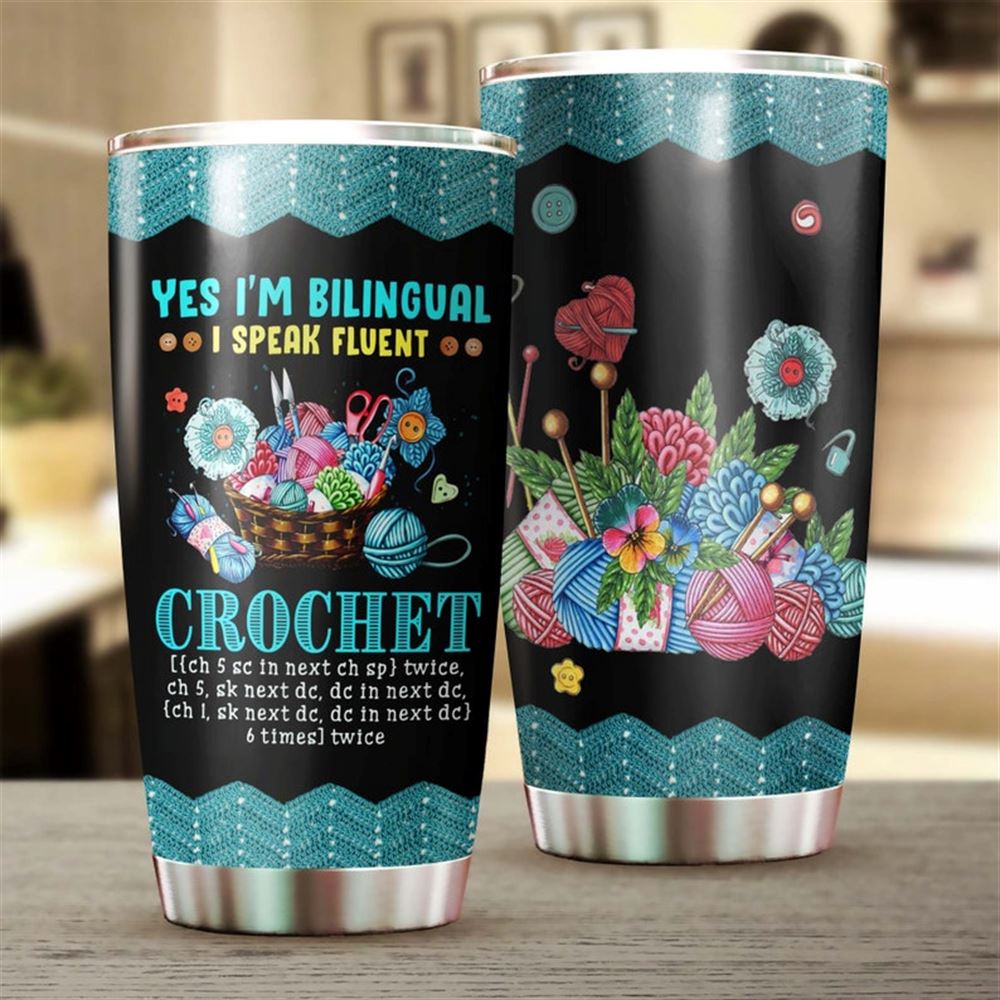 Bilingual I Speak Fluent Crochet Tumbler -crochet Tumbler -special Birthday Gift -gift For Her Prese