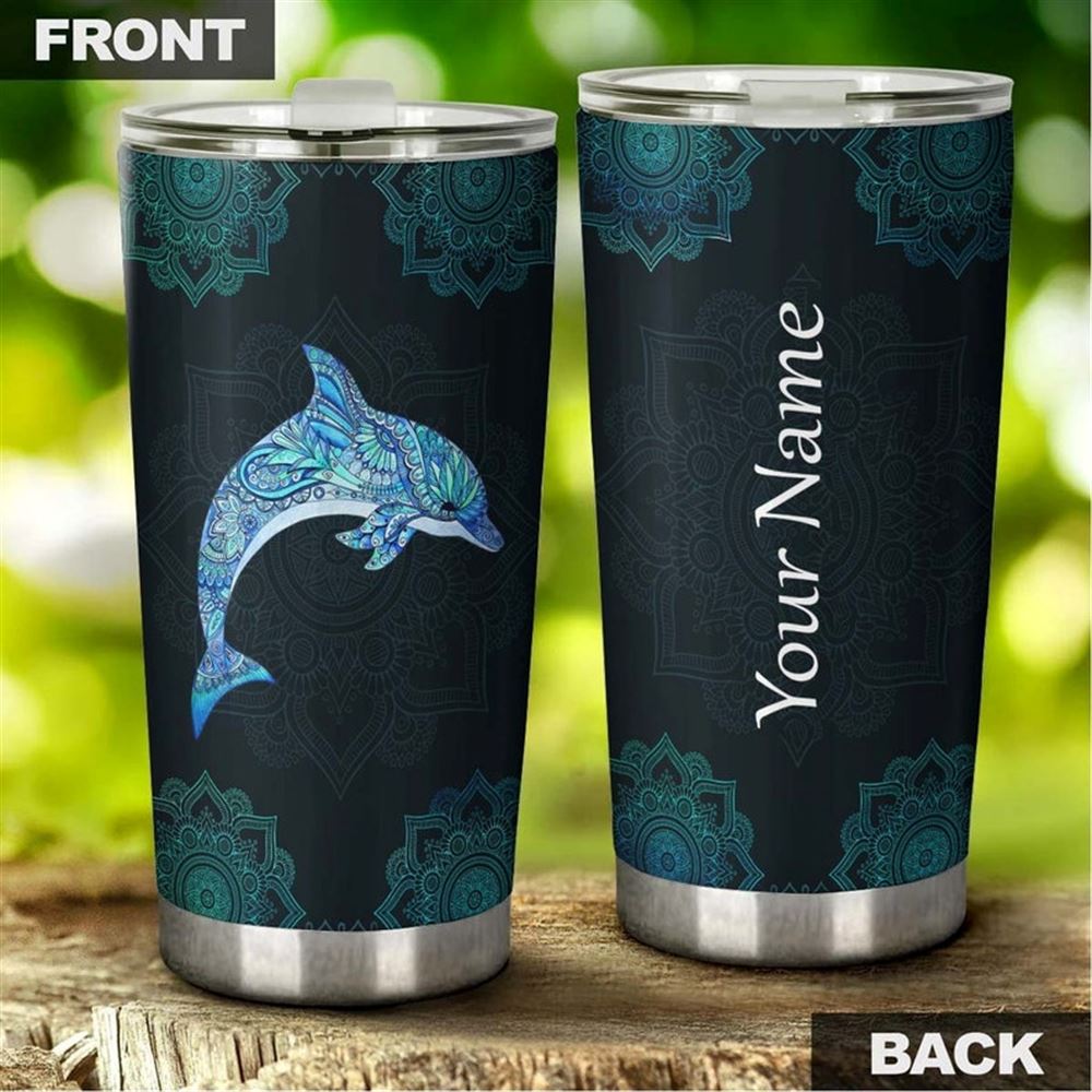 Blue Dolphin Mandala Personalized Tumbler-dolphin Tumbler-meaningful Christmas Gift Birthday Gift Fo