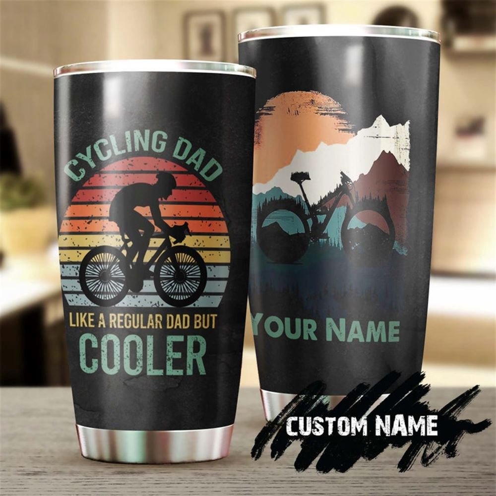 Cycling Dad Much Cooler Personalized Tumbler-birthday Gift Christmas Gift Fathers Day Gift For Dad