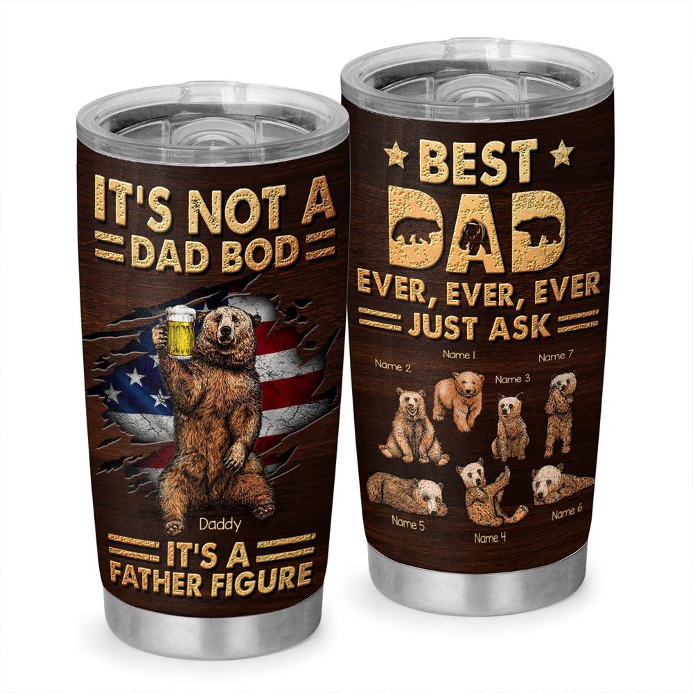 Dad Bod Best Dad Ever Papa Bear Personalized 20oz Tumbler