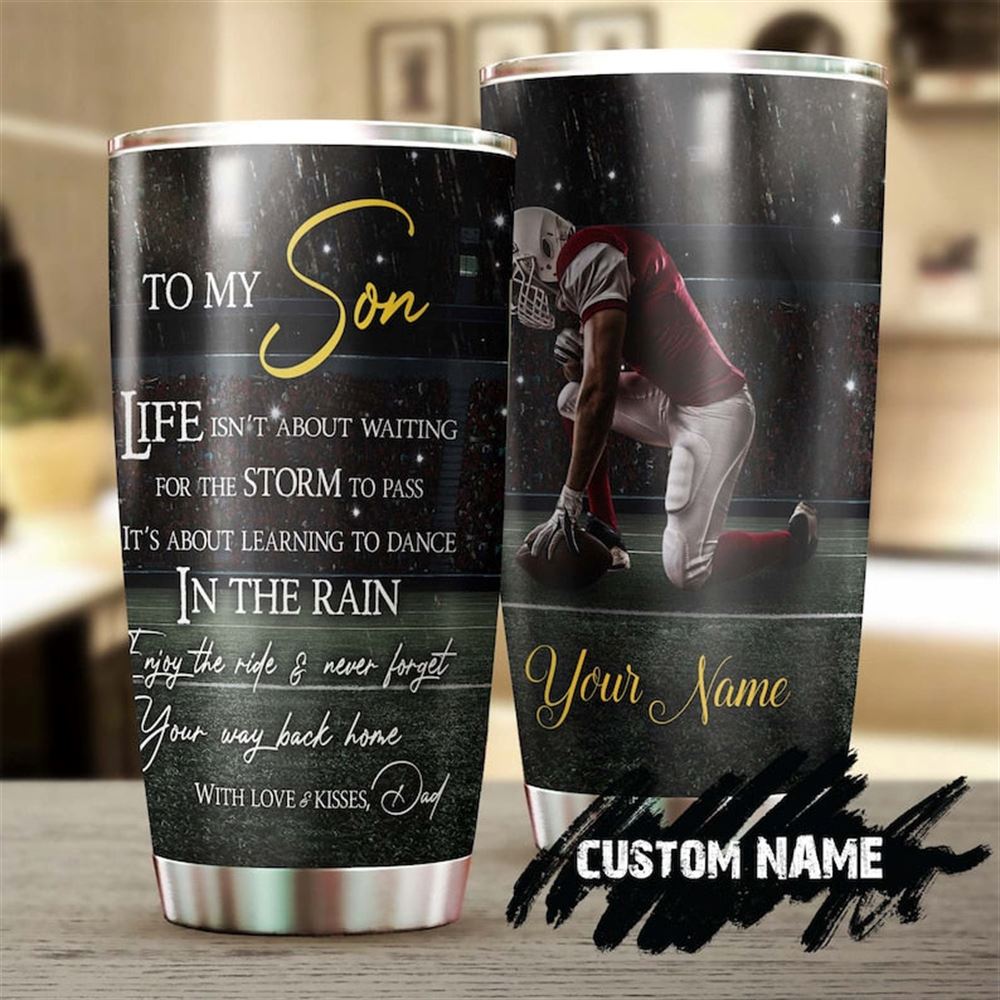 Dad To Son Football Never Forget Your Way Back Home Personalized Tumbler-birthday Gift Christmas Gif