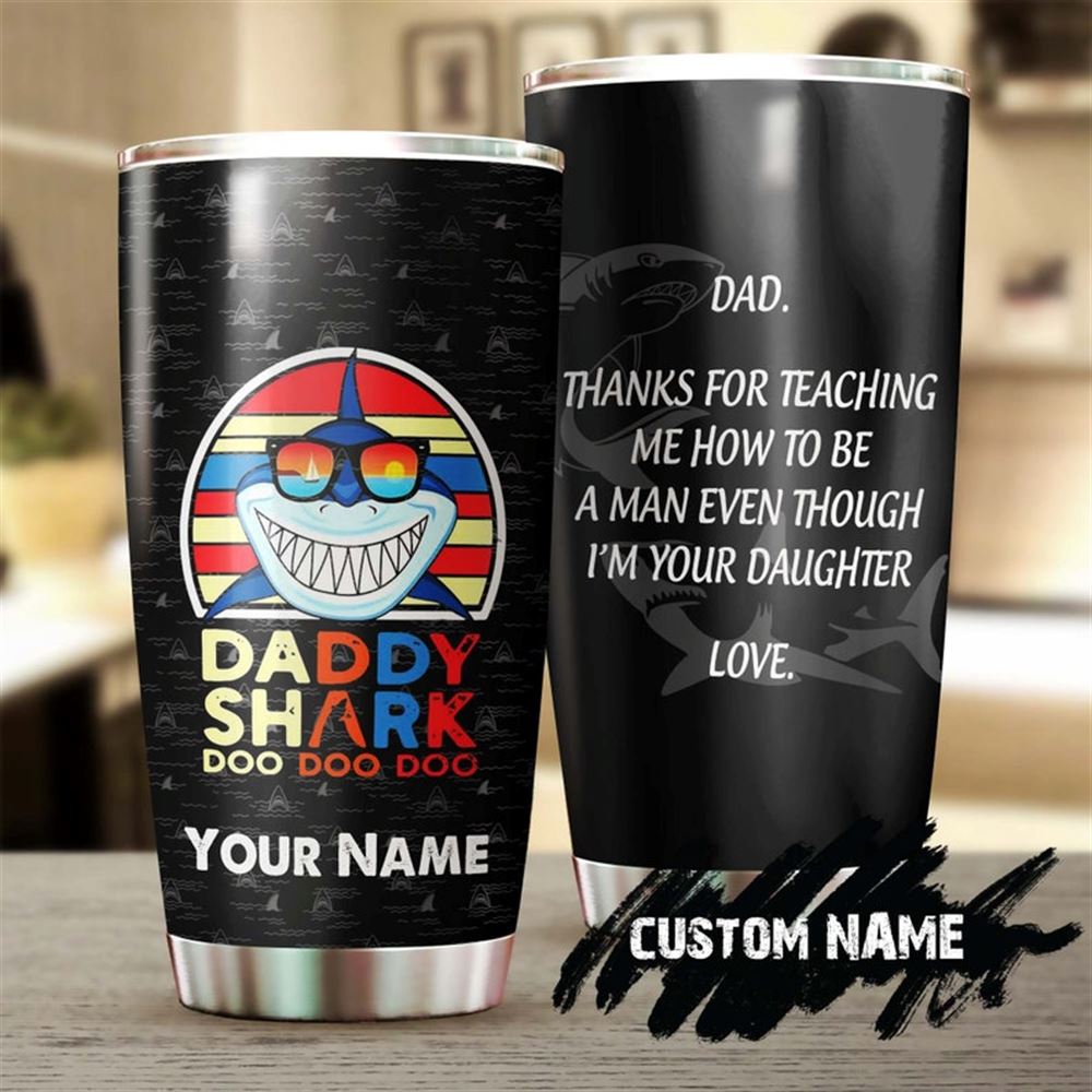 Daddy Father Shark Funny Personalized Tumbler-birthday Gift Christmas Gift Fathers Day Gift For Fat