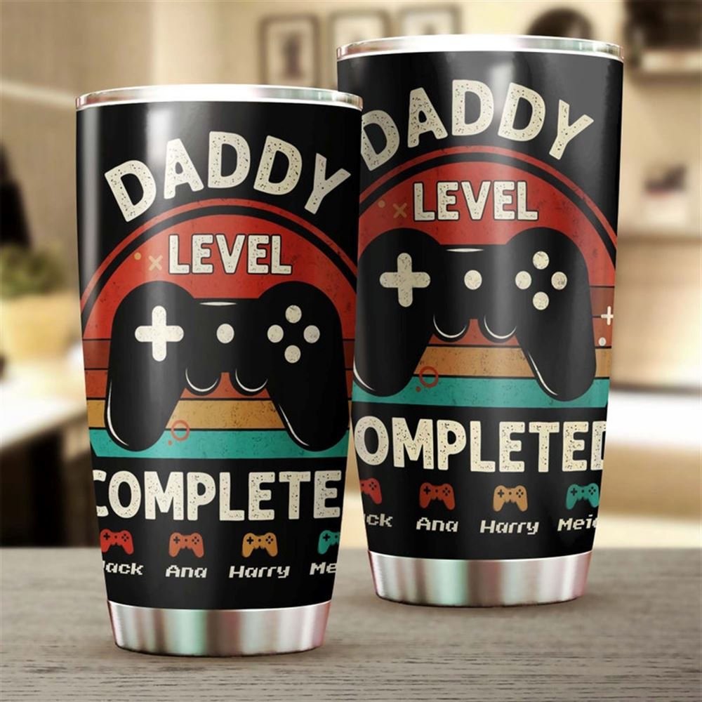 Daddy Funny Game Player Level Complete Personalized Childrens Name Tumbler-birthday Christmas Fathe