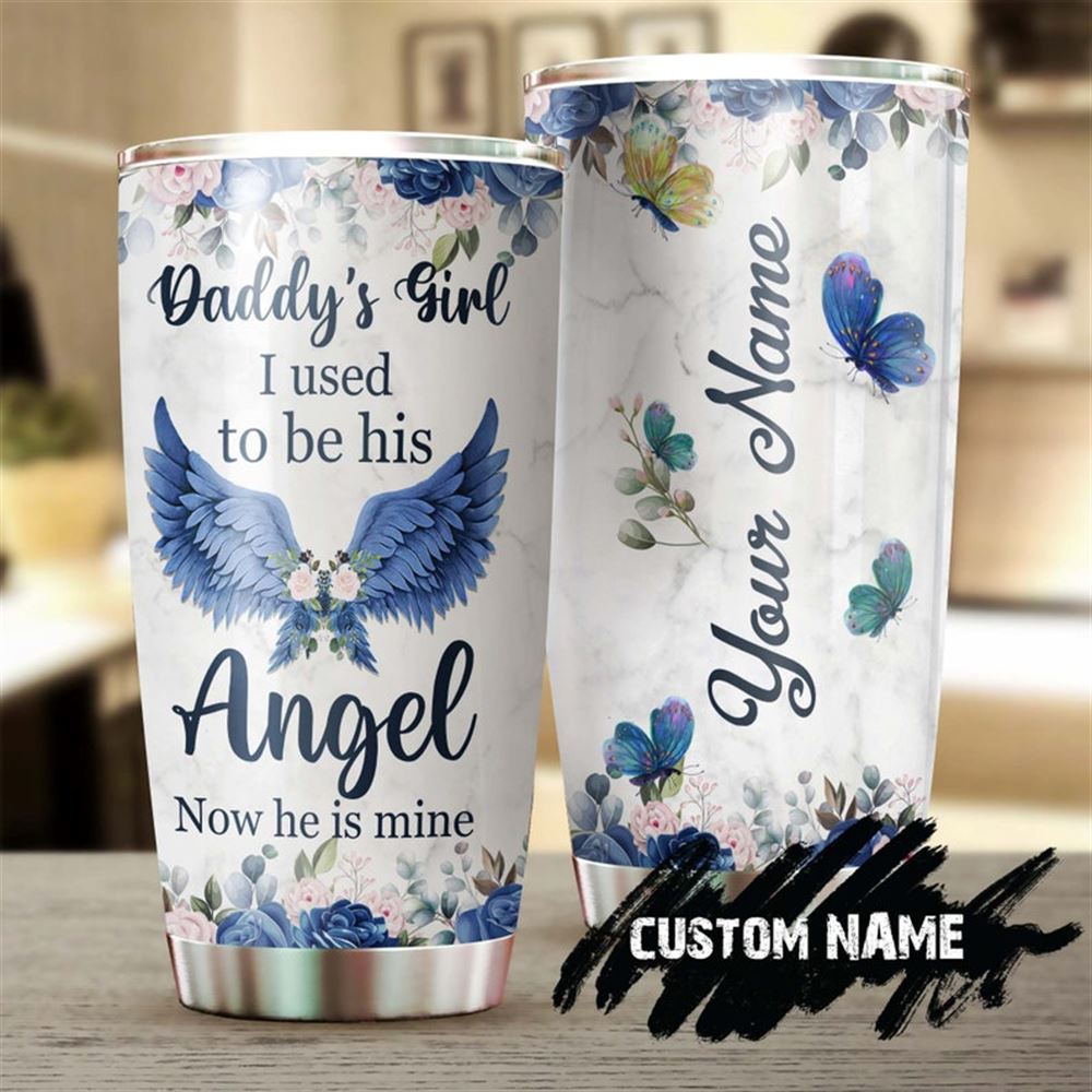 Daddys Girl Memorial Dad Gift Daughter Butterfly Personalized Tumbler-memorial Gift Christmas Gift